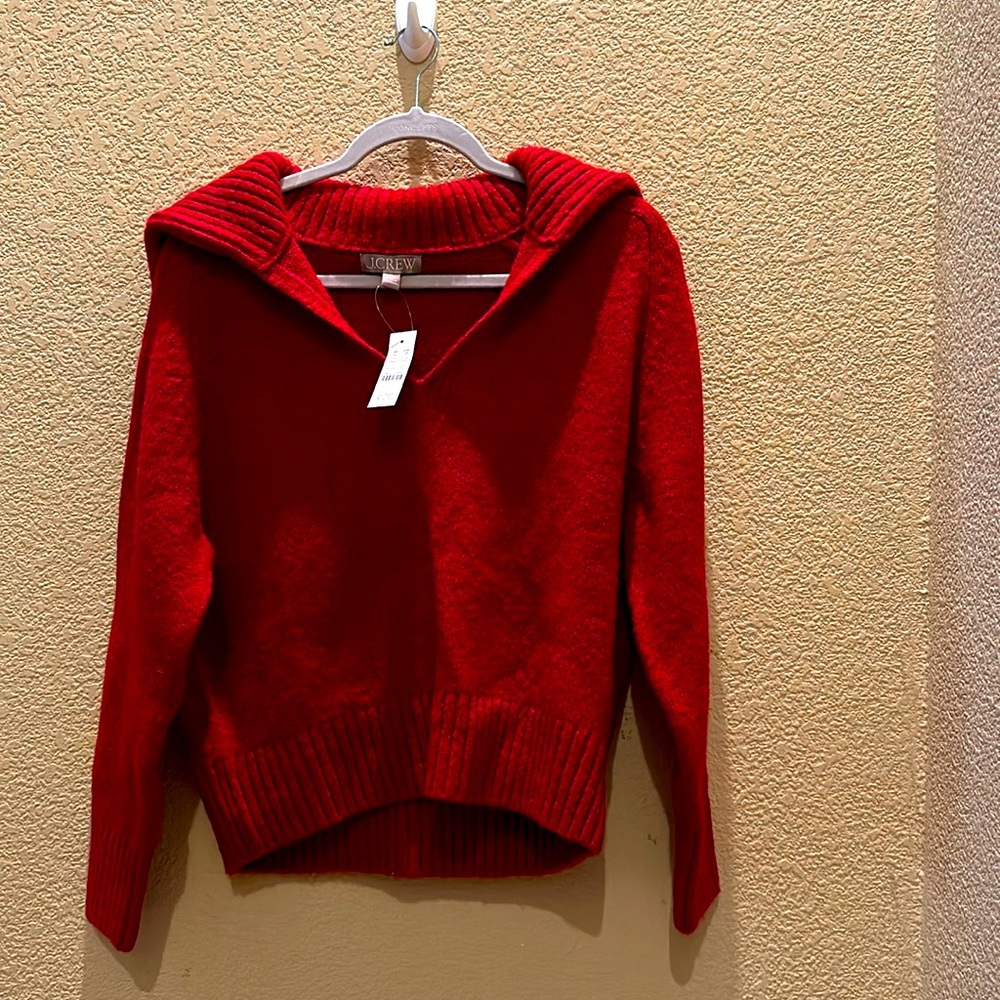 J. Crew Vibrant Red V-Neck Sweater